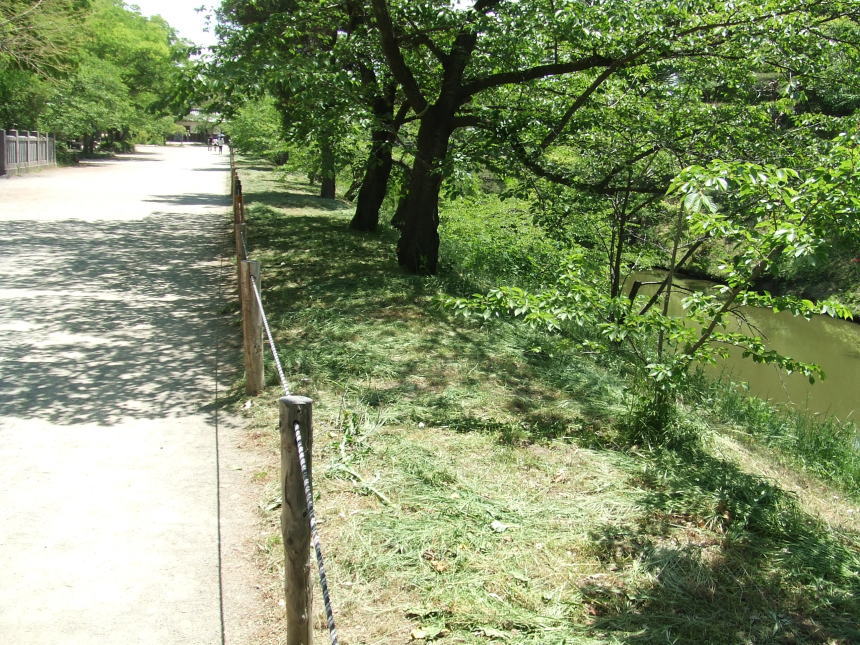 堀と本丸対岸の道